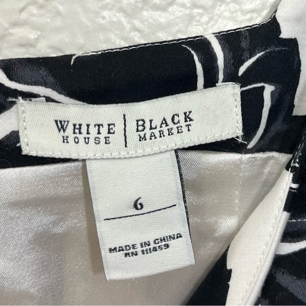 White House Black Market White Black Floral Sleeveless Dress Size 6 - Picture 3 of 11